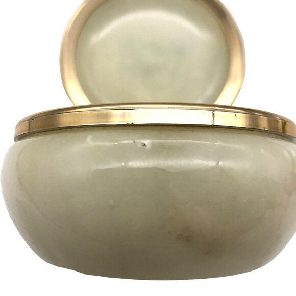 Genuine Alabaster Merry Christmas Hand Carved Trinket Jewelry Box Holly Border - Picture 8 of 10